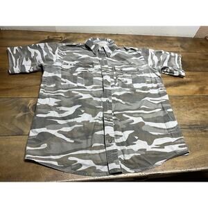 Cabelas Safari Series Shirt Mens M Camo Short Sleeve Utility Outdoor Pockets